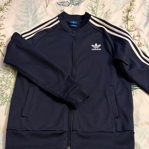 Adidas Dark Blue Jacket with White Stripes